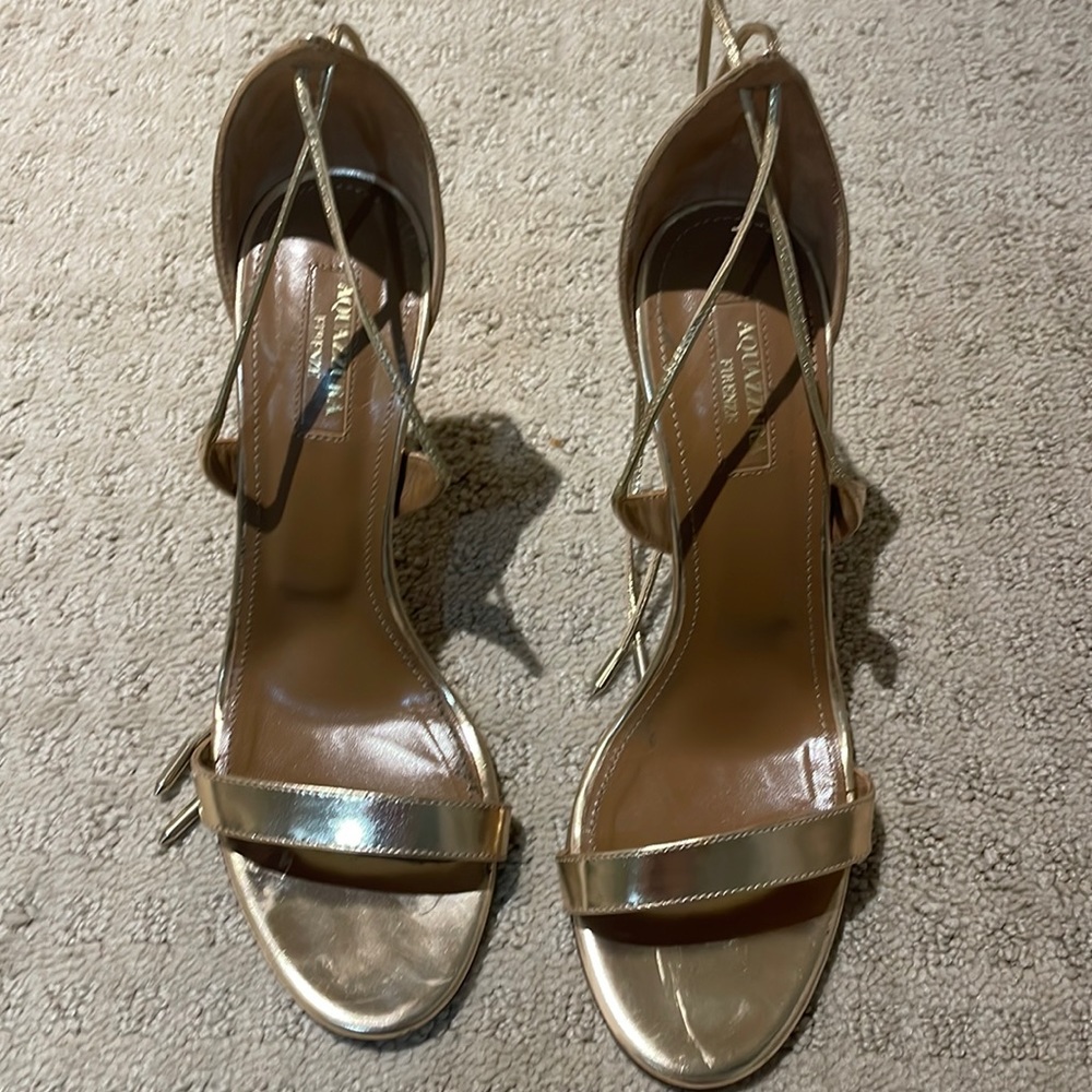 Size 37.5 aquazzura Firenze gold heals